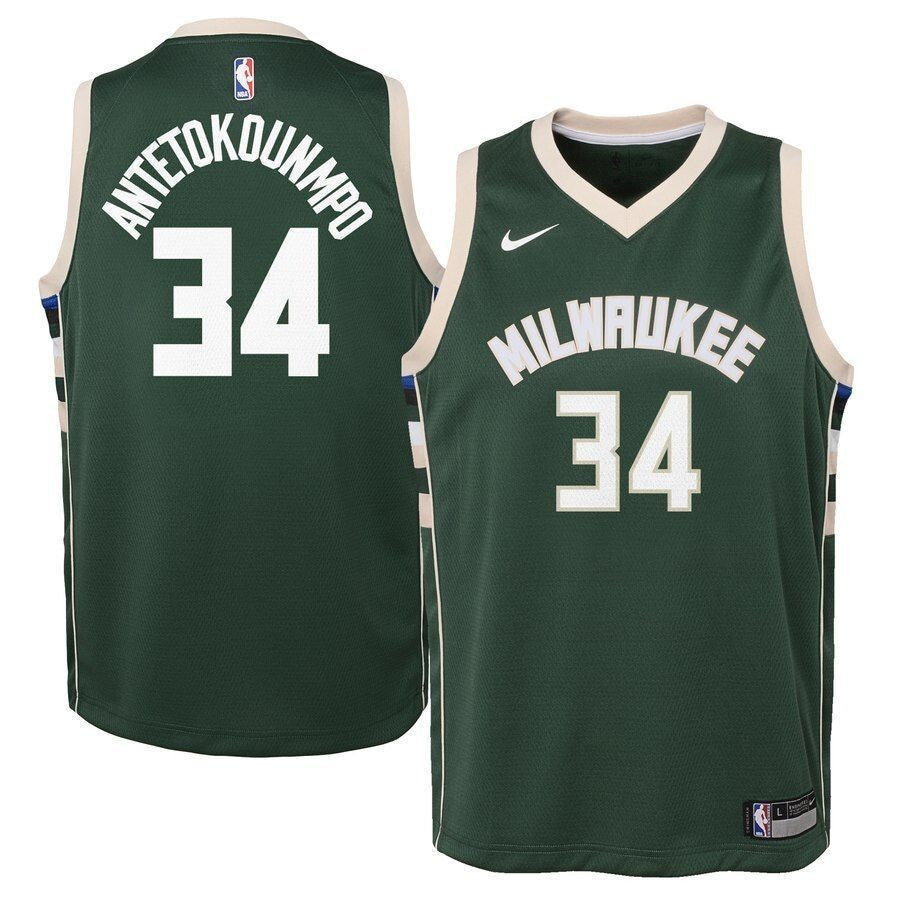 Giannis Antetokounmpo Milwaukee Bucks Youth Jersey Green Icon Edition 2021