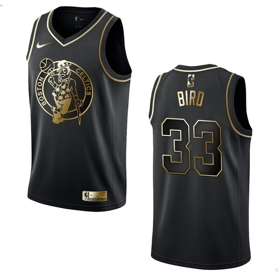 Boston Celtics 33 Larry Bird Golden Edition Black 3D Jersey