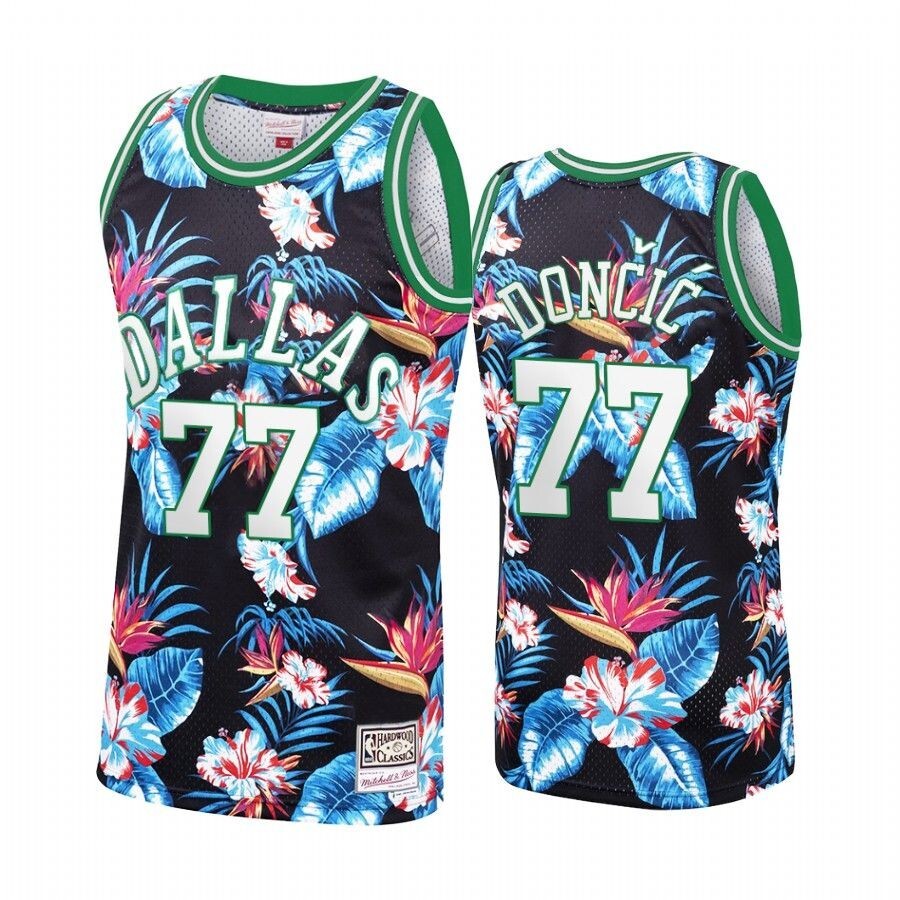 Dallas Mavericks Luka Doncic #77 Floral Fashion Jersey Men'S
