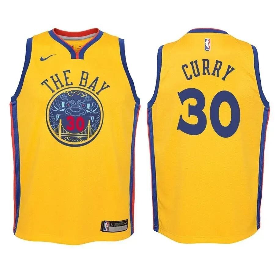 Warriors Stephen Curry #30 City Edition Gold Jersey