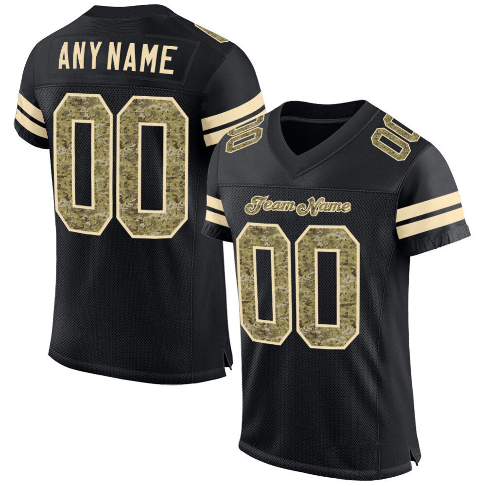 Custom Black Camo-Cream Mesh High-quality Football Jersey