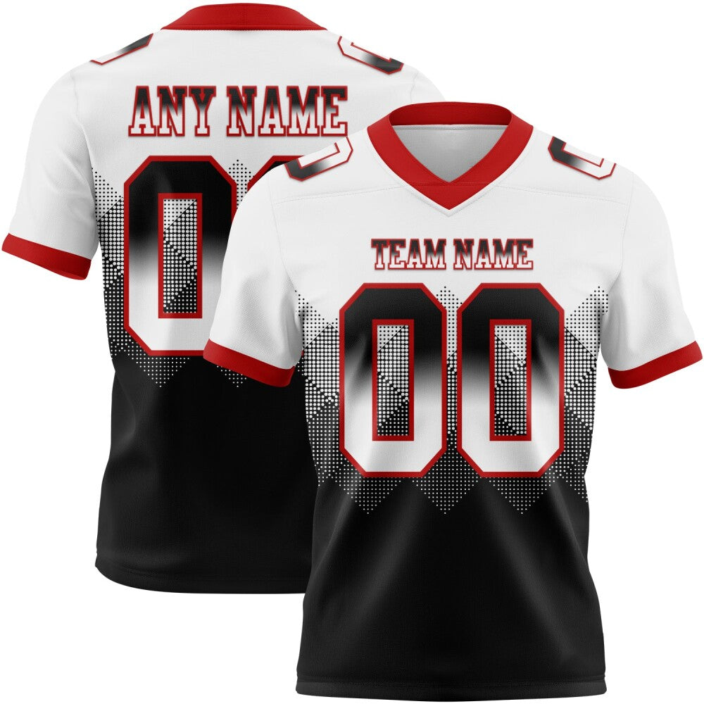 Custom White Black-Red High-quality Gradient Square Shape 7V7 Flag Football Jersey