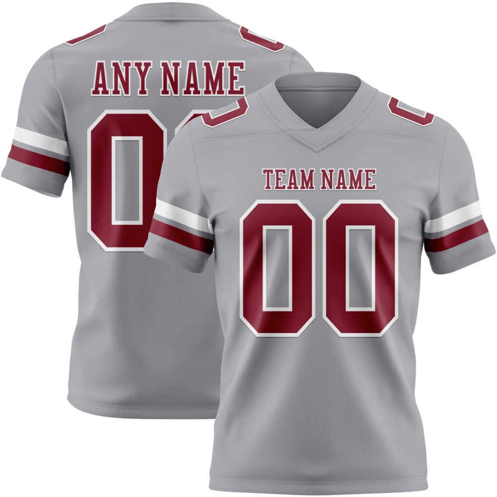Custom Gray Crimson-White High-quality Football Jersey