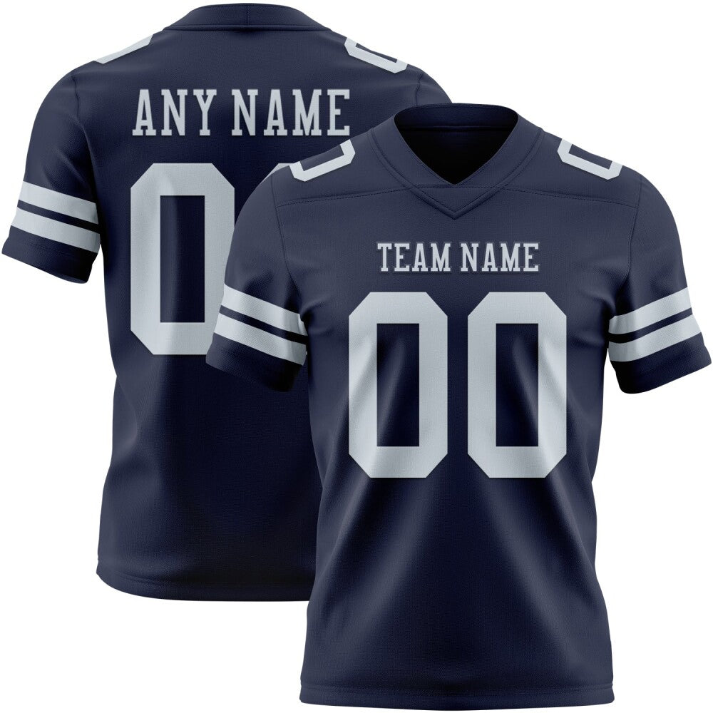 Custom Navy Silver High-quality Football Jersey