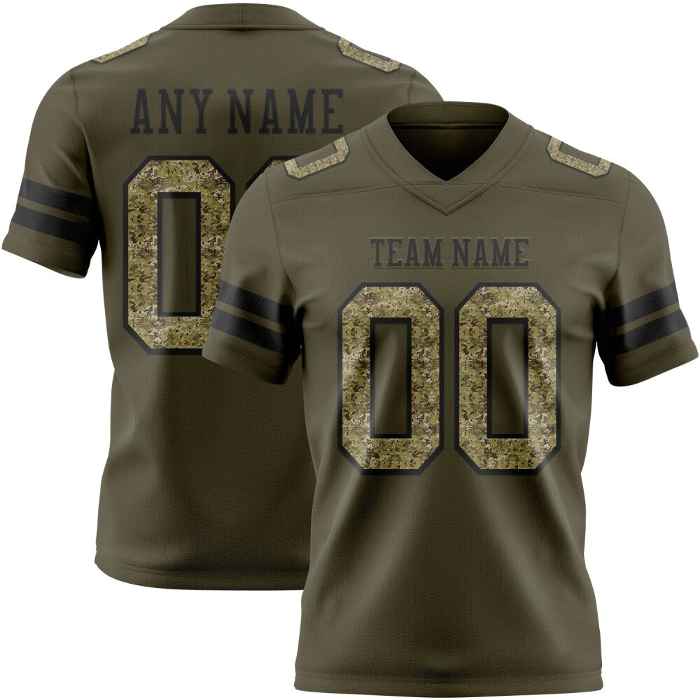 Custom Olive Camo-Black High-quality Salute To Service Football Jersey