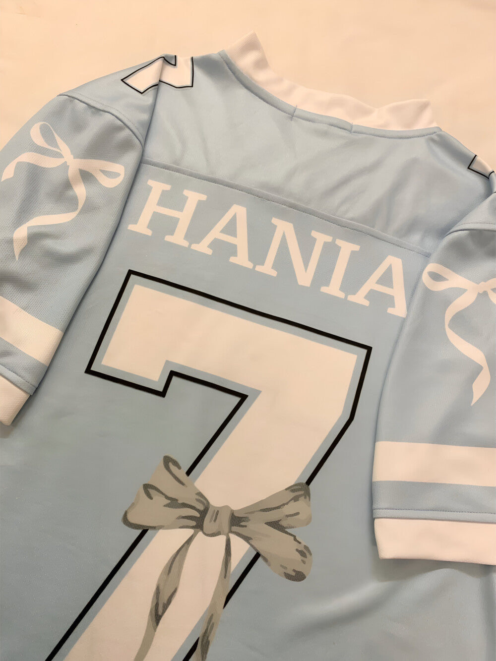 Custom Coquette Jersey, White Blue Custom Jersey, Personalized Bloom Jersey, Women Custom Name Number Jersey, Gift For Women