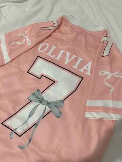 Custom Coquette Jersey, Pink White Custom Jersey, Personalized Bloom Jersey, Women Custom Name Number Jersey, Gift For Women