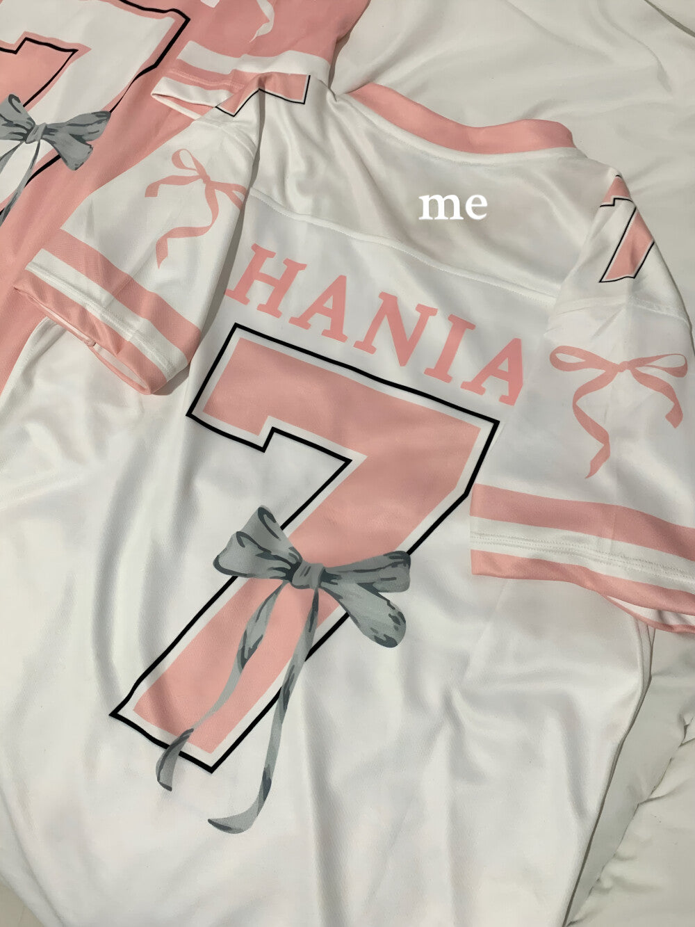 Custom Coquette Jersey, White Pink Custom Jersey, Personalized Bloom Jersey, Women Custom Name Number Jersey, Gift For Women
