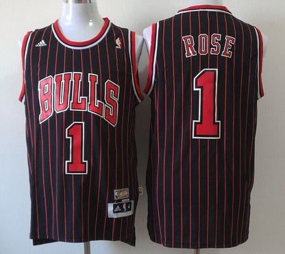 Chicago Bulls Derrick Rose #1 Nba Throwback Black Jersey