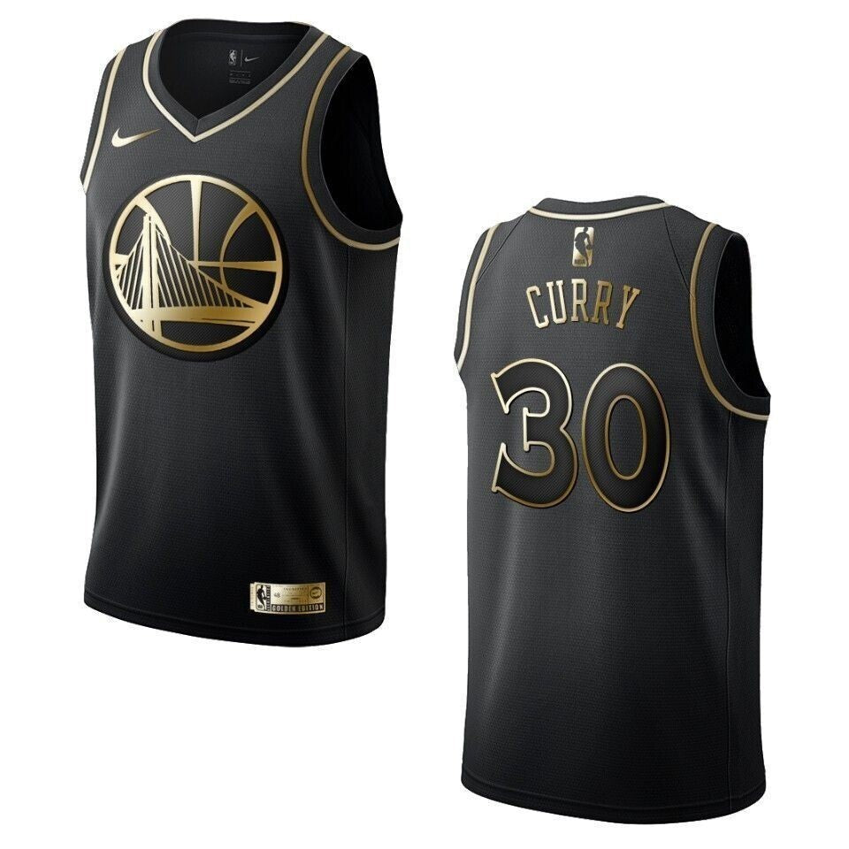 Golden State Warriors 30 Stephen Curry Golden Edition Black 3D Jersey