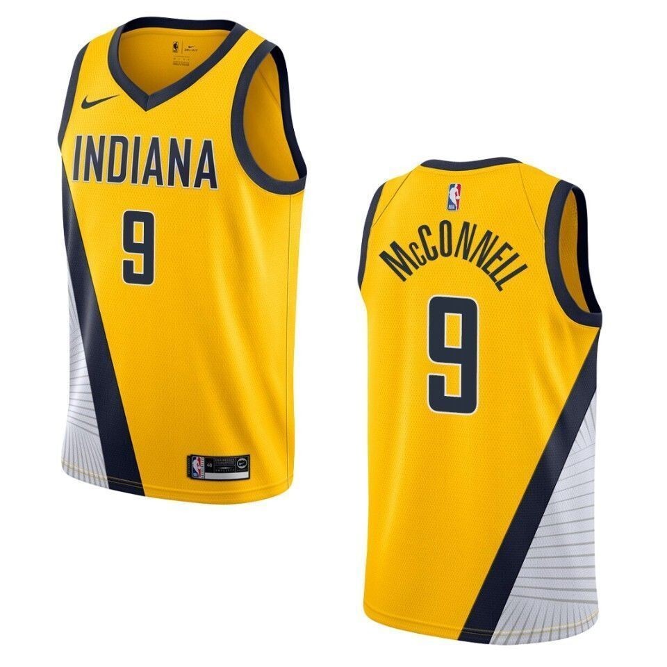 2021 20 Indiana Pacers 9 T.J. Mcconnell Statement Swingman Yellow 3D Jersey