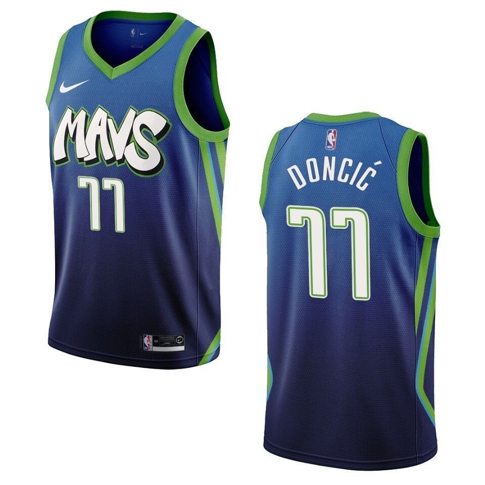 Dallas Mavericks 77 Luka Doncic City Edition Swingman Blue 3D Jersey