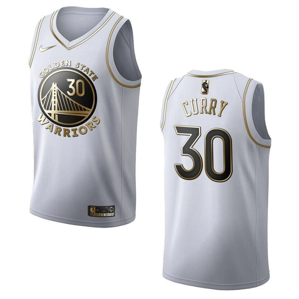 Golden State Warriors 30 Stephen Curry Golden Edition White 3D Jersey