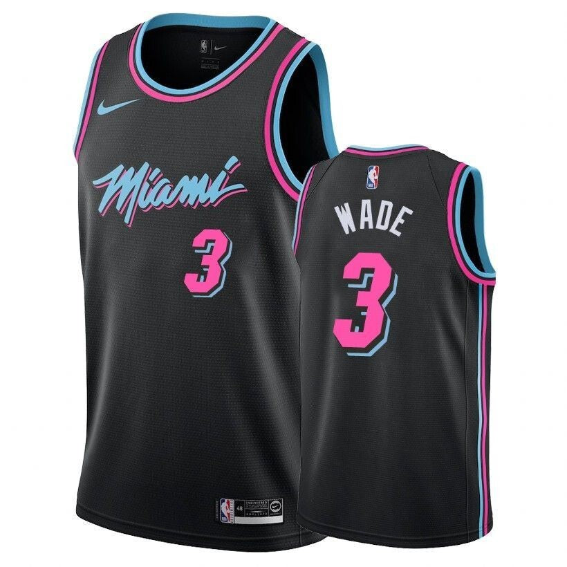 Heat Male Dwyane Wade #3 2018-19 City Black Jersey