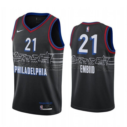 Philadelphia 76Ers Joel Embiid 2020-21 Jersey City Edition Black Boathouse Row