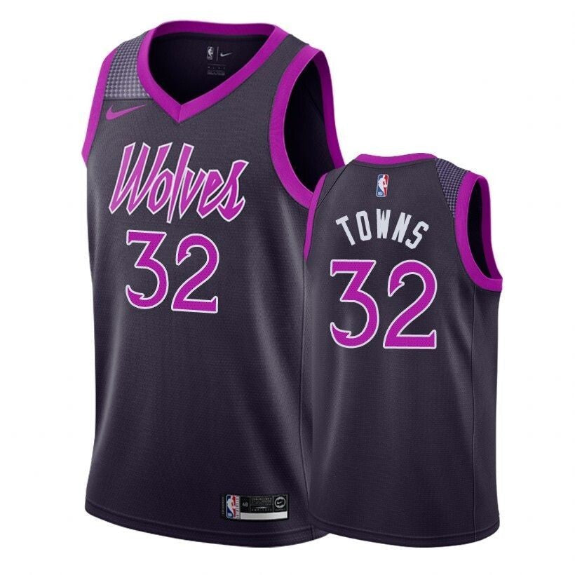 Timberwolves Male Karl-Anthony Towns #32 2018-19 City Purple Jersey