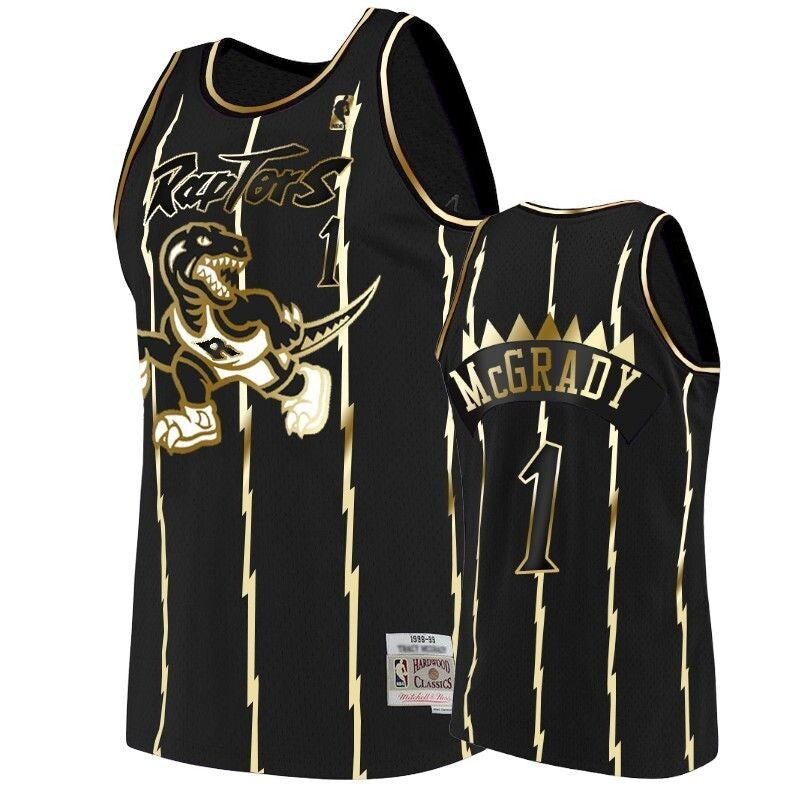Men'S Toronto Raptors Tracy Mcgrady Black #1 Golden Edition Swingman Jersey