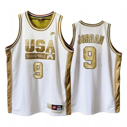 Usa Michael Jordan Dream Team White 1992 Olympics Basketball Golden  Jersey