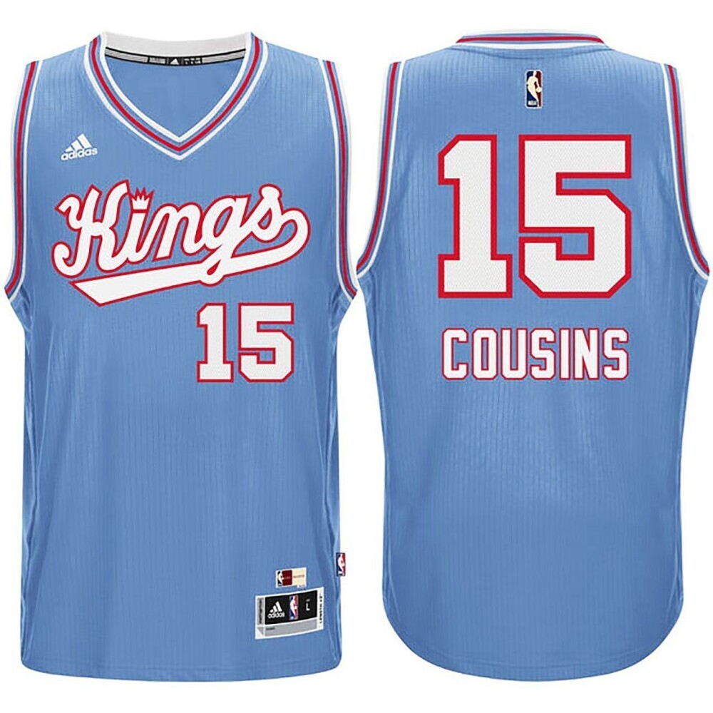Male Demarcus Cousins Sacramento Kings #15 1985-1986 Light Blue Hardwood Classics Swingman Performance Jersey