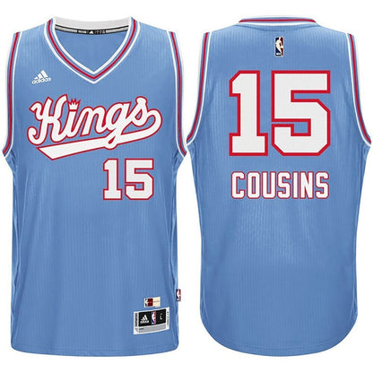 Male Demarcus Cousins Sacramento Kings #15 1985-1986 Light Blue Hardwood Classics Swingman Performance Jersey