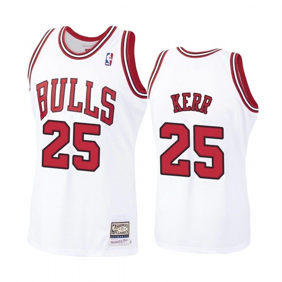 Steve Kerr #25 Chicago Bulls White Hardwood Classics Jersey