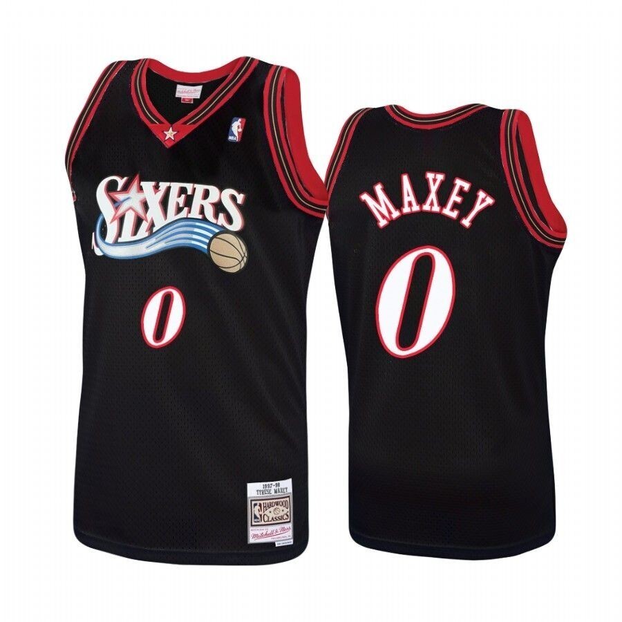 Tyrese Maxey #0 Philadelphia 76Ers Hardwood Classics Jersey Black