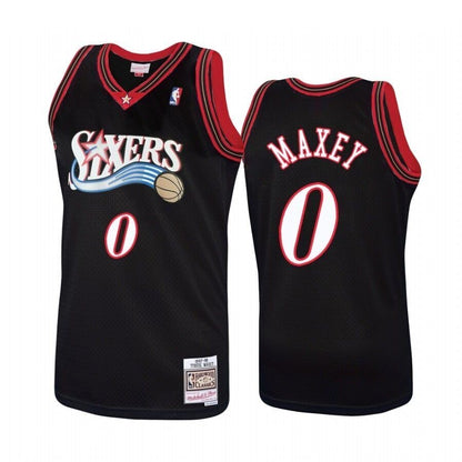 Tyrese Maxey #0 Philadelphia 76Ers Hardwood Classics Jersey Black