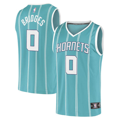 Men'S Fanatics Branded Miles Bridges Teal Charlotte Hornets 2020/21 Fast Break Replica Player Jersey - Icon Edition