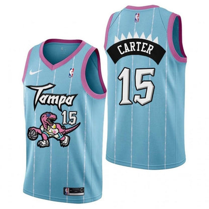 Toronto Raptors Vince Carter #15 2021 Tampa City Pink Blue Jersey Gift For Vincent Carter Fans