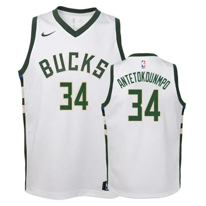 Bucks Giannis Antetokounmpo #34 Association White Jersey