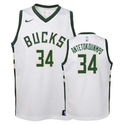 Bucks Giannis Antetokounmpo #34 Association White Jersey