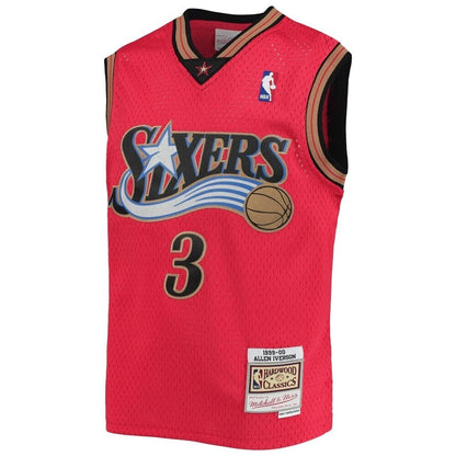 Allen Iverson Philadelphia 76Ers Mitchell & Ness Youth 1999-00 Hardwood Classics Reload Jersey – Red