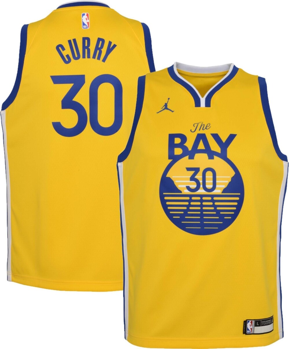 Jordan Youth Golden State Warriors Steph Curry #30 Gold 2020-21 Dri-Fit Statement Swingman Jersey