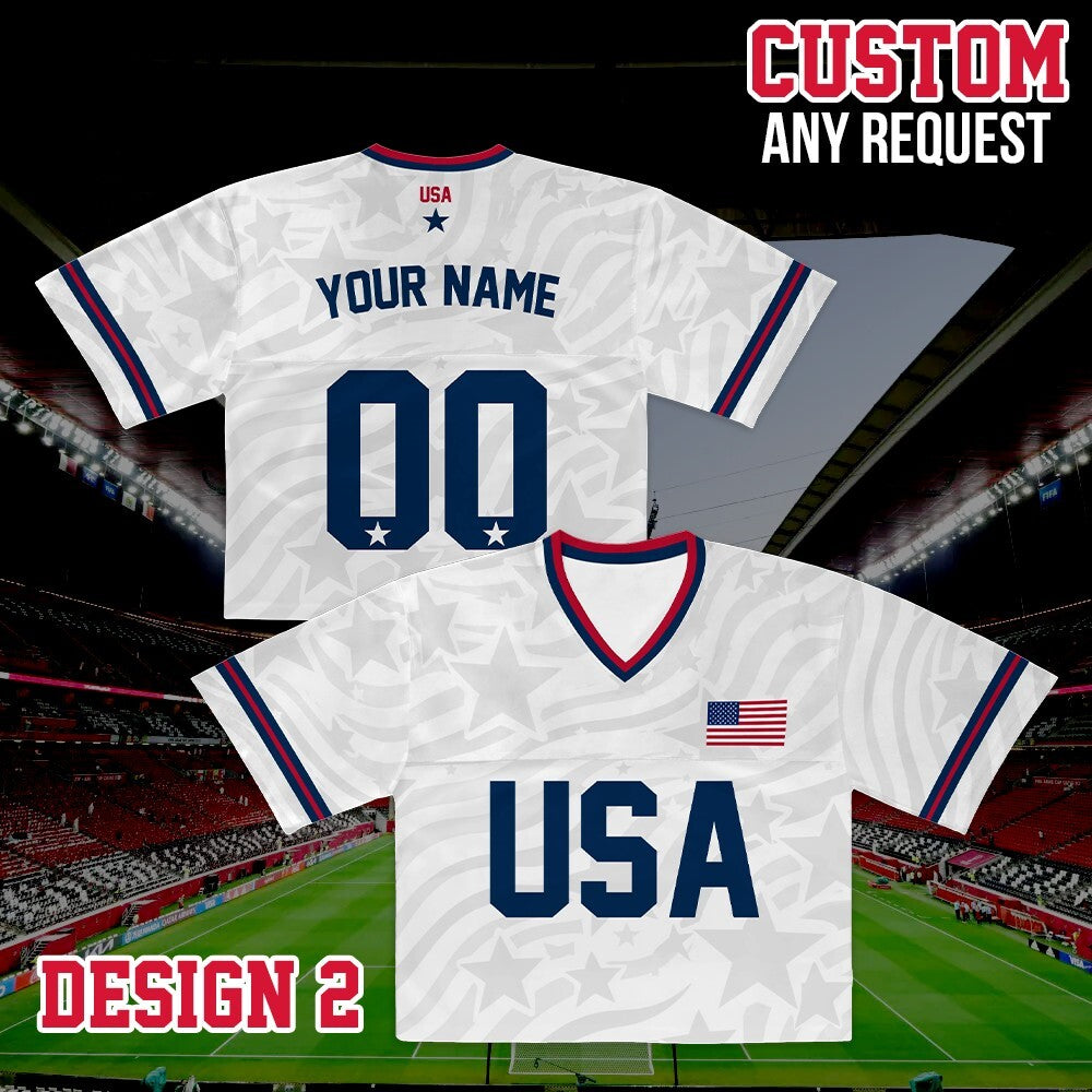 Personalized USA World Soccer Crop Football Jersey, Women's Football Jersey With Custom Name, USA Game Day Outfit, Custom Soccer Team Shirt