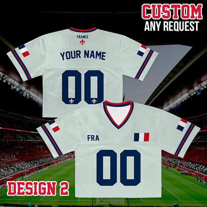 Personalized France World Soccer Crop Football Jersey, Women's Football Jersey, France Game Day Outfit, Custom Soccer Team Shirt