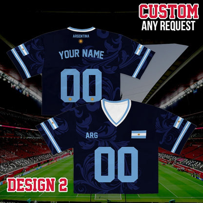 Personalized Argentina World Soccer Crop Football Jersey, Women's Football Jersey, Argentina Game Day Outfit, Custom Soccer Team Shirt