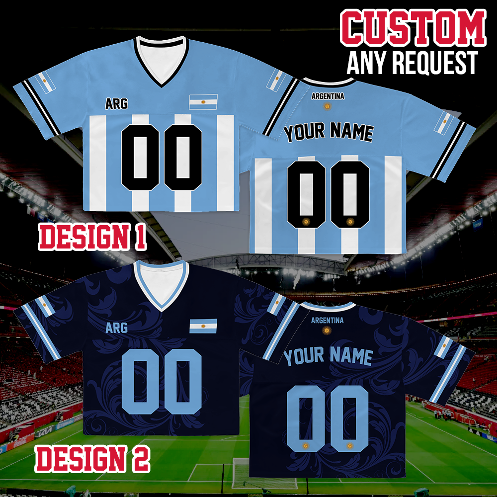 Personalized Argentina World Soccer Crop Football Jersey, Women's Football Jersey, Argentina Game Day Outfit, Custom Soccer Team Shirt
