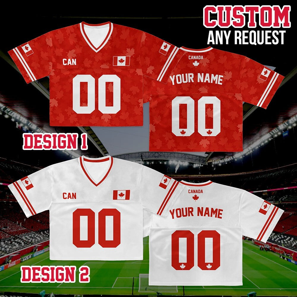 Personalized Canada World Soccer Crop Football Jersey, Women's Football Jersey, Canada Game Day Outfit, Custom Soccer Team Shirt