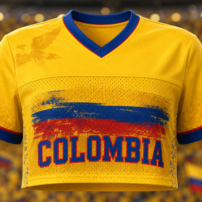 Custom Colombia Football Crop Top Jersey, Personalized Football Jersey Crop Tee, Black Bachelorette Outfit, Festival Shirt, Football Fan