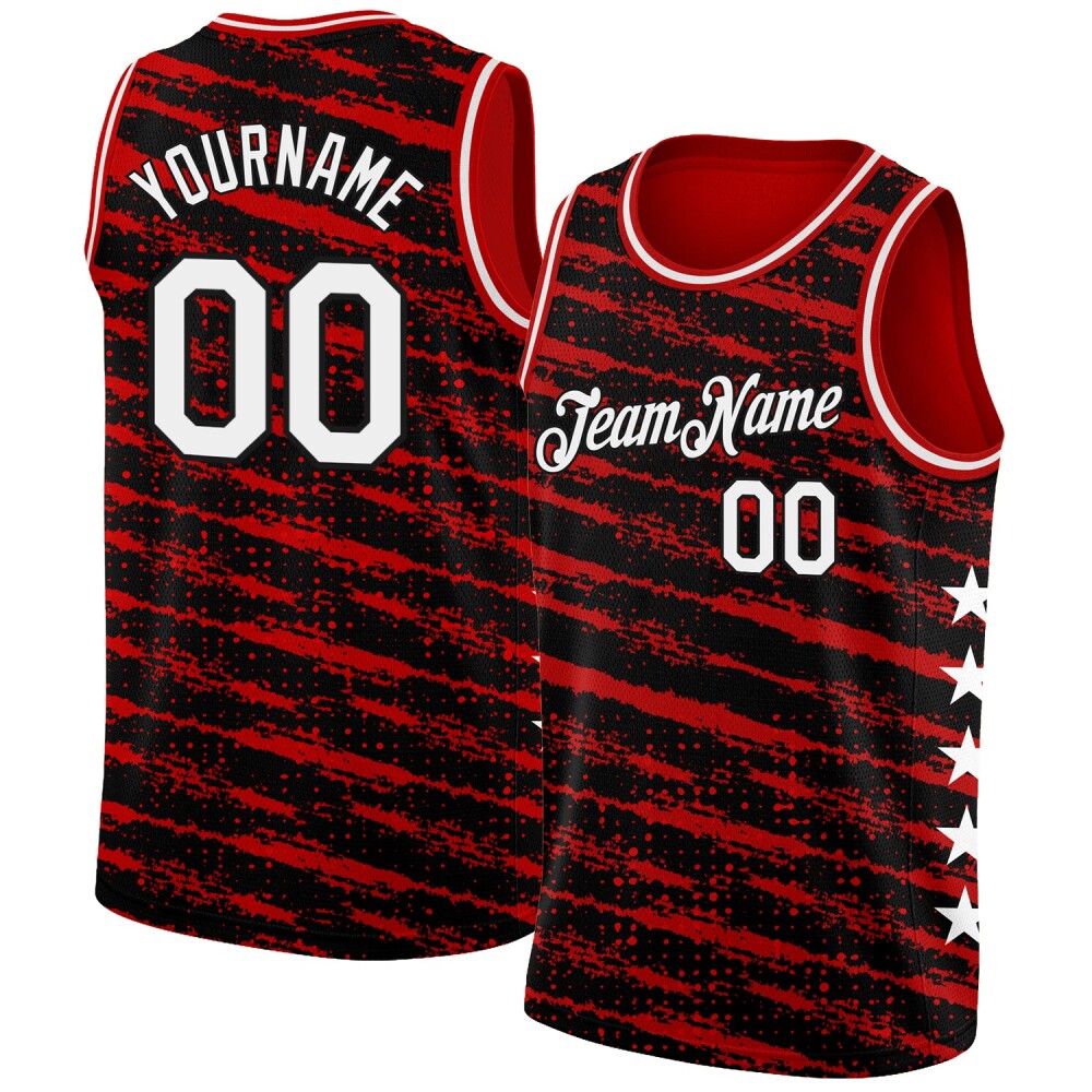 Custom Red White-Black High-quality City Edition Basketball Jersey