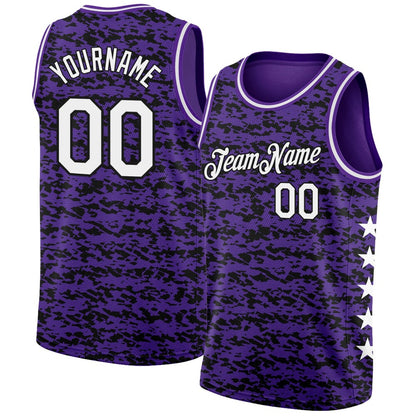 Custom Purple White-Black High-quality City Edition Basketball Jersey