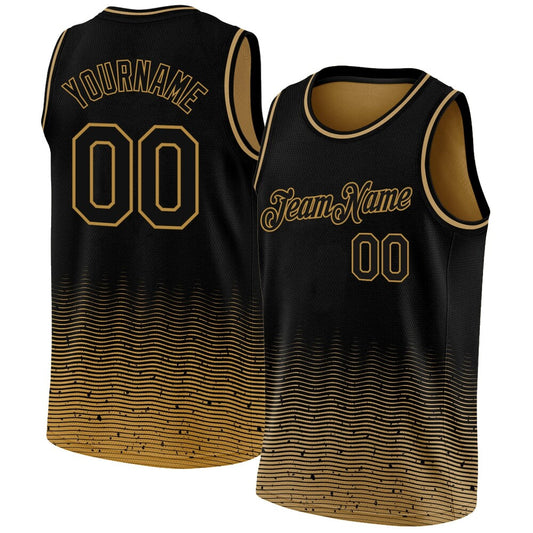 Custom Black Old Gold Fade Fashion High-quality City Edition Basketball Jersey