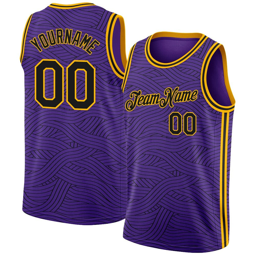 Custom Purple Black-Gold High-quality City Edition Basketball Jersey