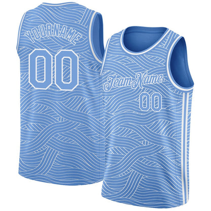 Custom Light Blue White High-quality City Edition Basketball Jersey