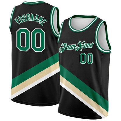 Custom Black Kelly Green-Cream Modern High-quality City Edition Basketball Jersey