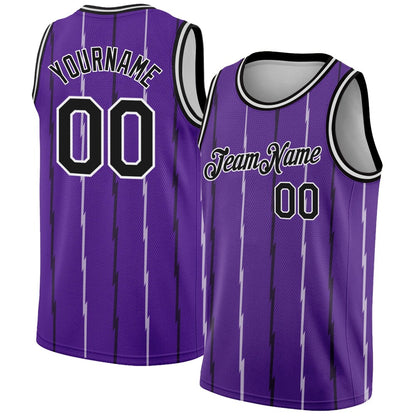 Custom Purple Black-White Lines High-quality City Edition Basketball Jersey