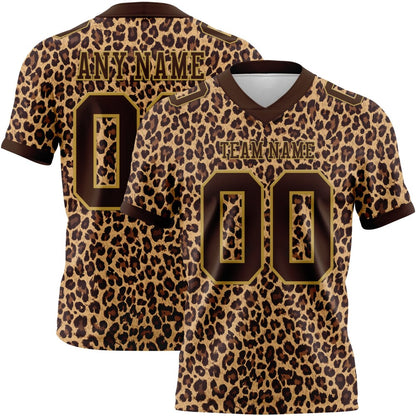 Custom Brown Old Gold 3D Pattern Leopard Print High-quality Football Jersey