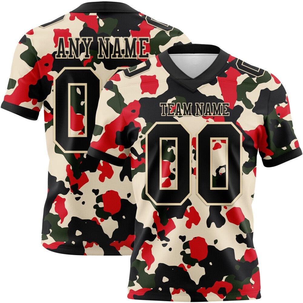 Custom Camo Black-Cream 3D Pattern Salute To Service High-quality Football Jersey