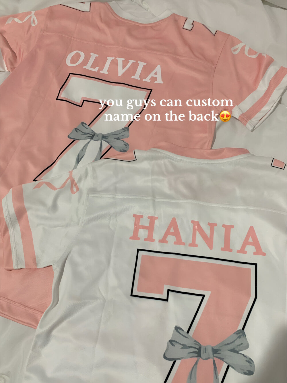 Custom Coquette Jersey, Pink White Custom Jersey, Personalized Bloom Jersey, Women Custom Name Number Jersey, Gift For Women