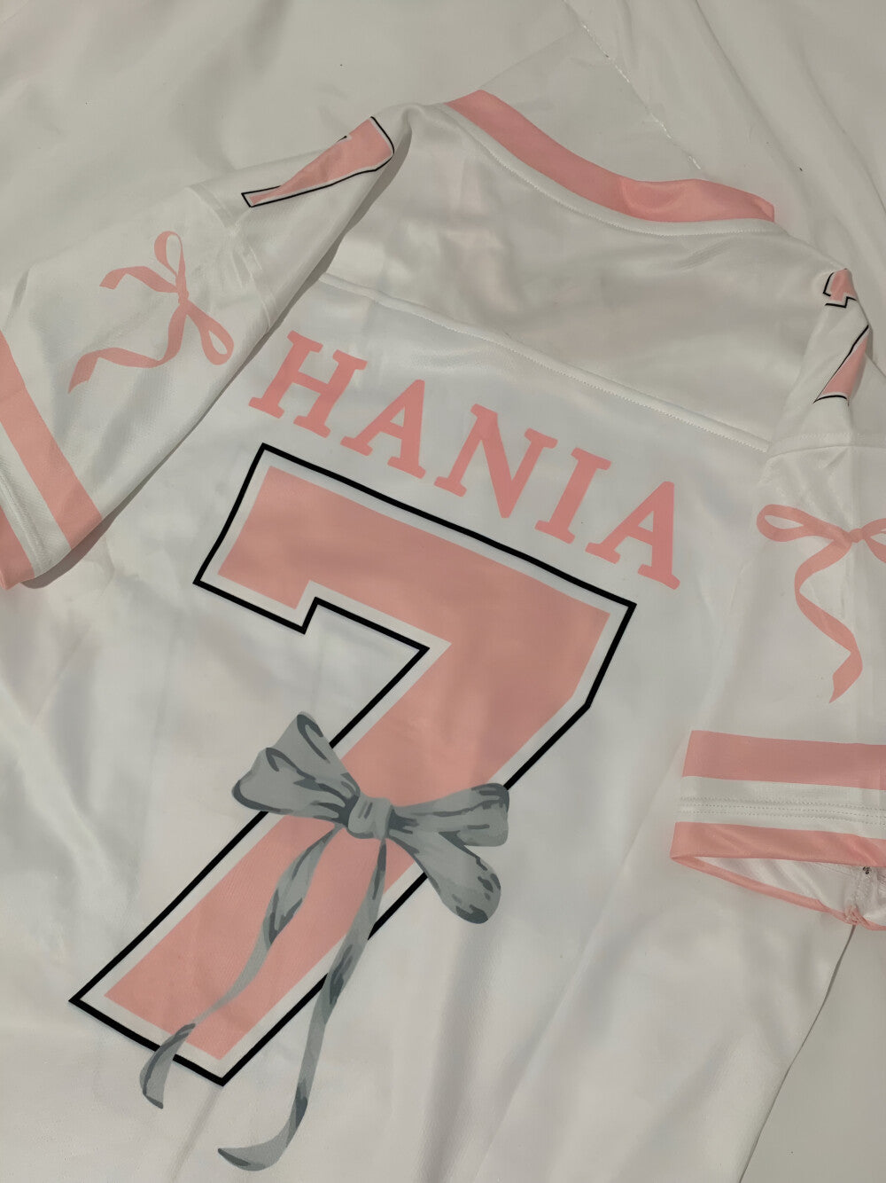 Custom Coquette Jersey, Pink White Custom Jersey, Personalized Bloom Jersey, Women Custom Name Number Jersey, Gift For Women